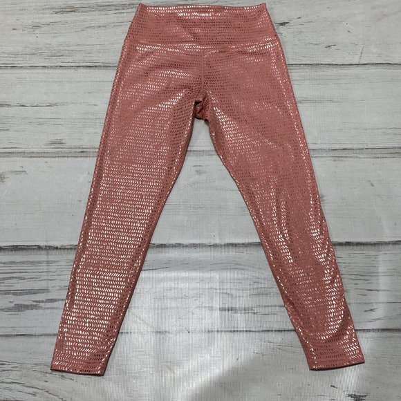 Glyder Pants - Glyder Leggings Athleisure Yoga Pink Rose Gold Full Length Size Medium